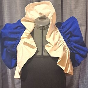 Blue and Cream Ruffled Bolero